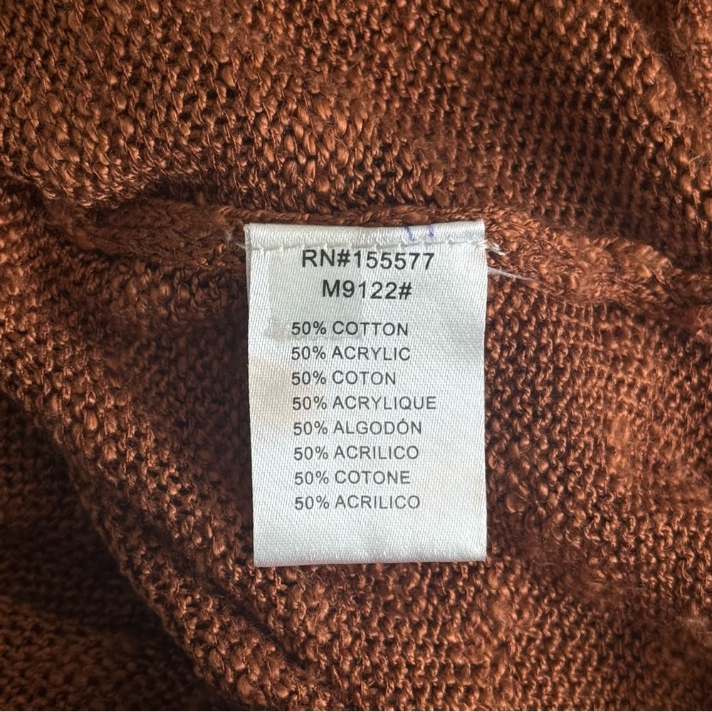 Stitch & Feather V-Neck Button Henley Sweater in Rust Brown S/M - Picture 6 of 9